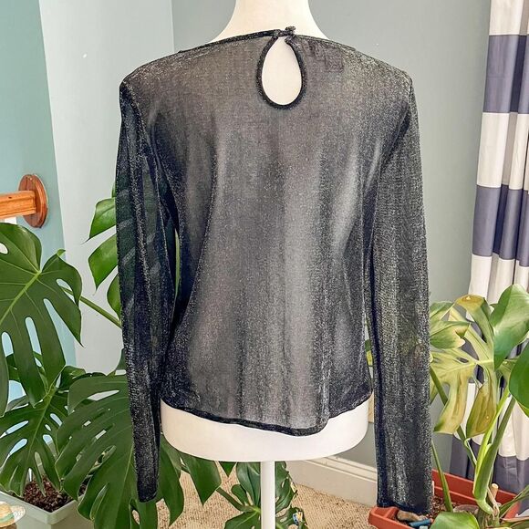 Vintage The Icing black and silver sheer mesh top with beaded details. Size 8 - Picture 3 of 8